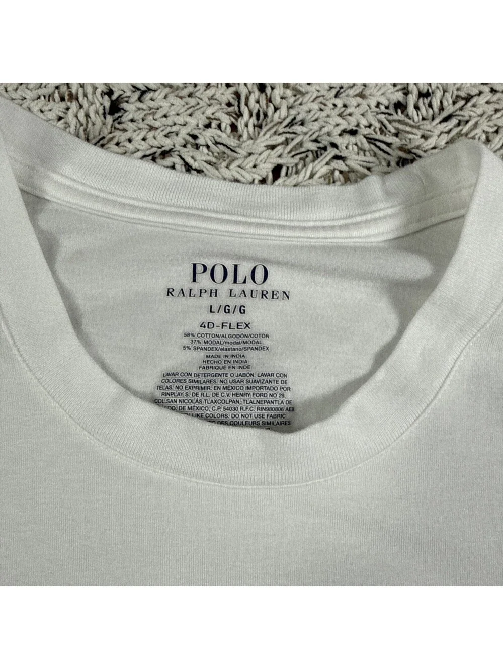Men’s White Polo Ralph Lauren T-Shirt Size L Classic Fit 100% cotton